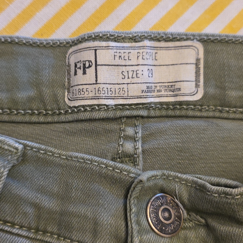 Free People Womens Olive Green Skinny Jeans Size 29 Ankle Casual Everyday‎